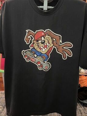 Vintage 1999 Taz Skateboard T Shirt Looney Tunes 90s Warner Bros XXL Black Tee